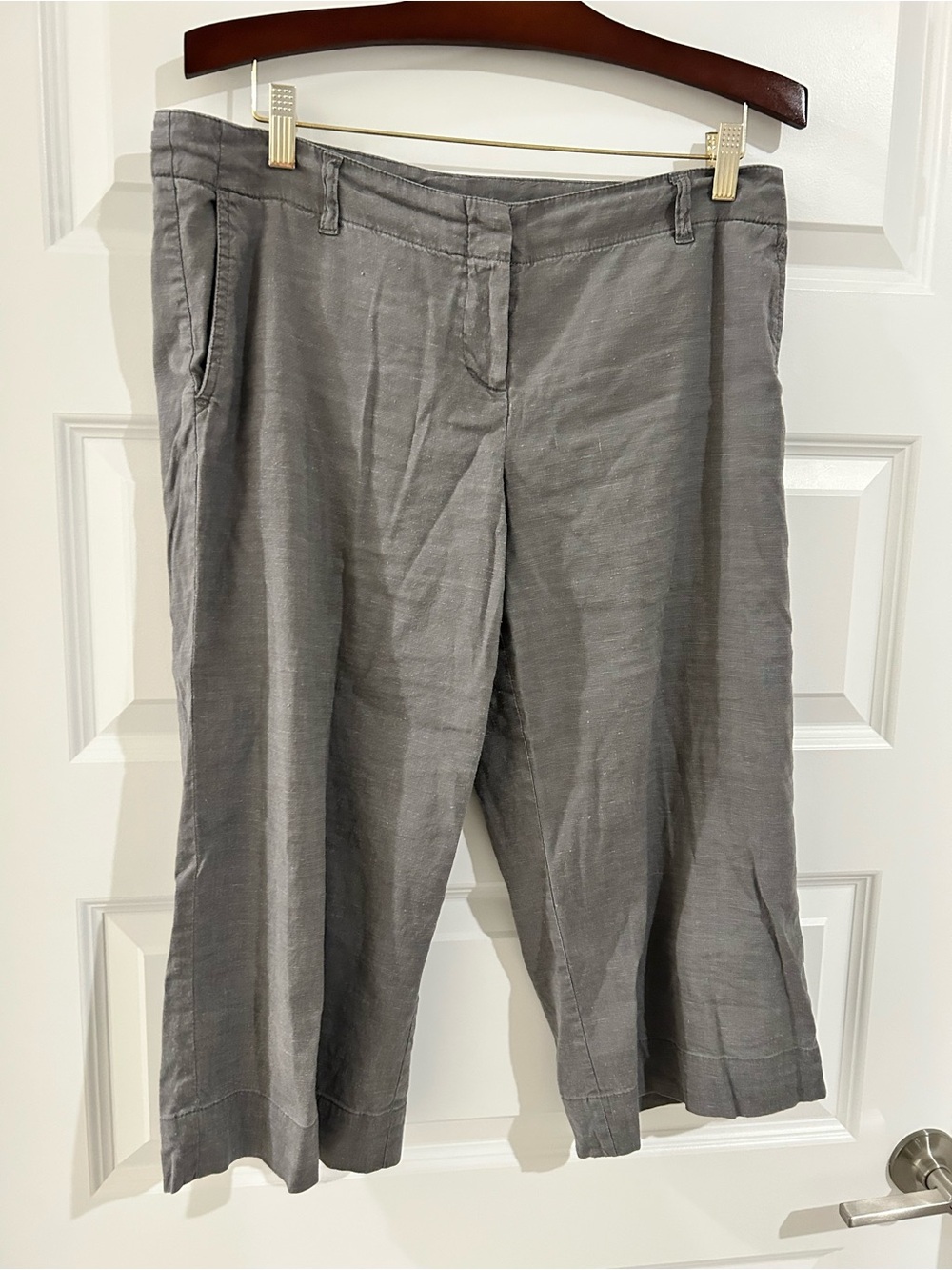 J Jill Linen Capri Pants Gray Size 12P Petite